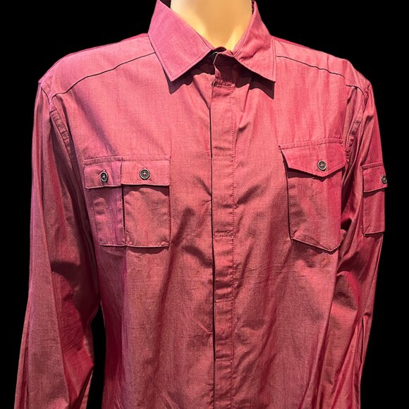 Sons of Intrigue Red Chambray Military Style Shirt (2XL) NEW - Picture 1 of 8